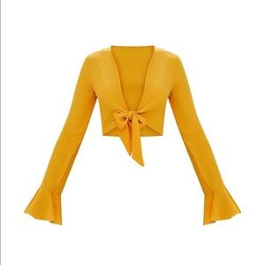 Mustard yellow crop top blouse